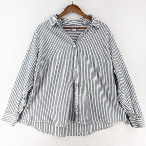 LIZ CLAIBORNE Shirt Womens 1X Button Up Blouse Top Linen Blend Breathable - Picture 1 of 11